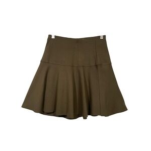 Free People Olive Green Flared Mini Skirt XS Elastic Waist Made in Turkey